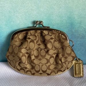 Tan w/Gold Coach Coin purse